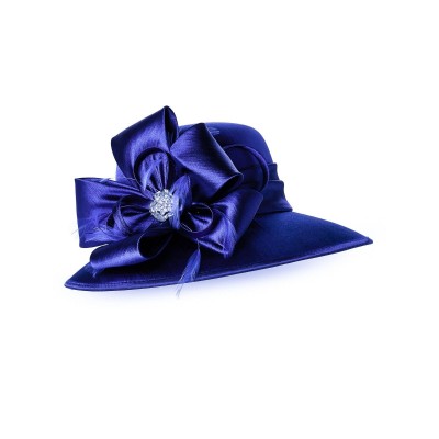 Derby Hat Sapphire Blue Bow and Gem  eb-17518558
